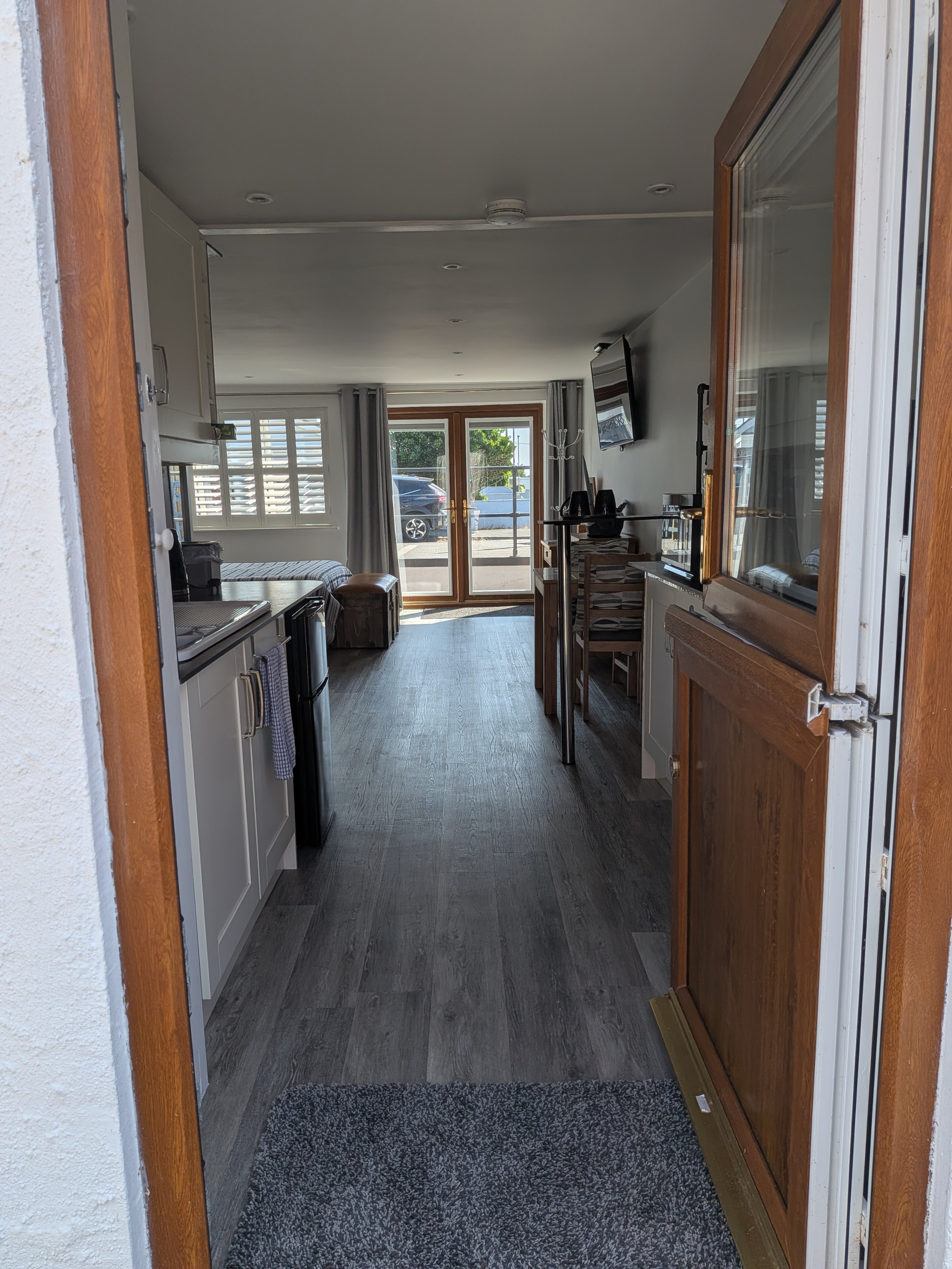 View into the studio from outside