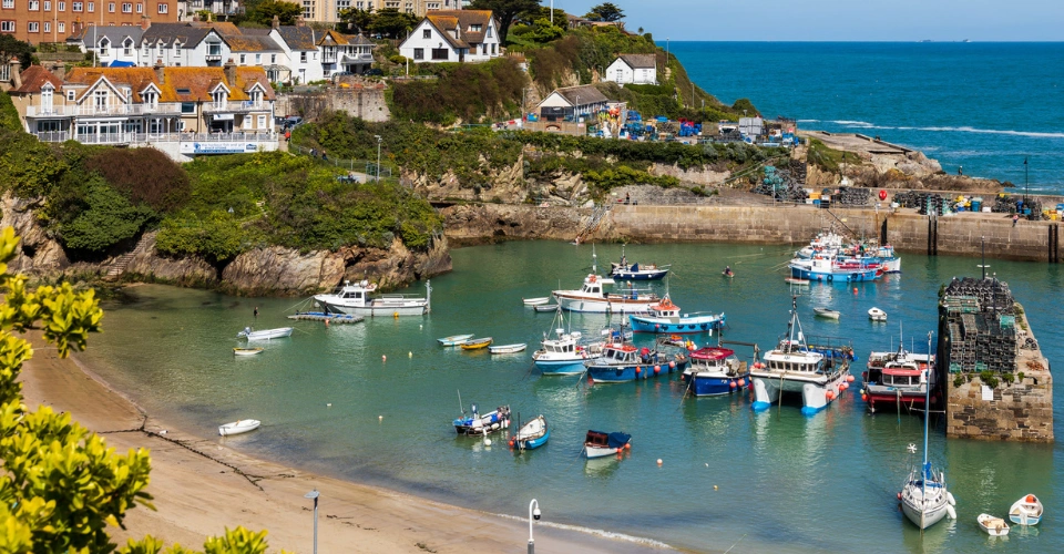 Newquay town and coastline near Crantock