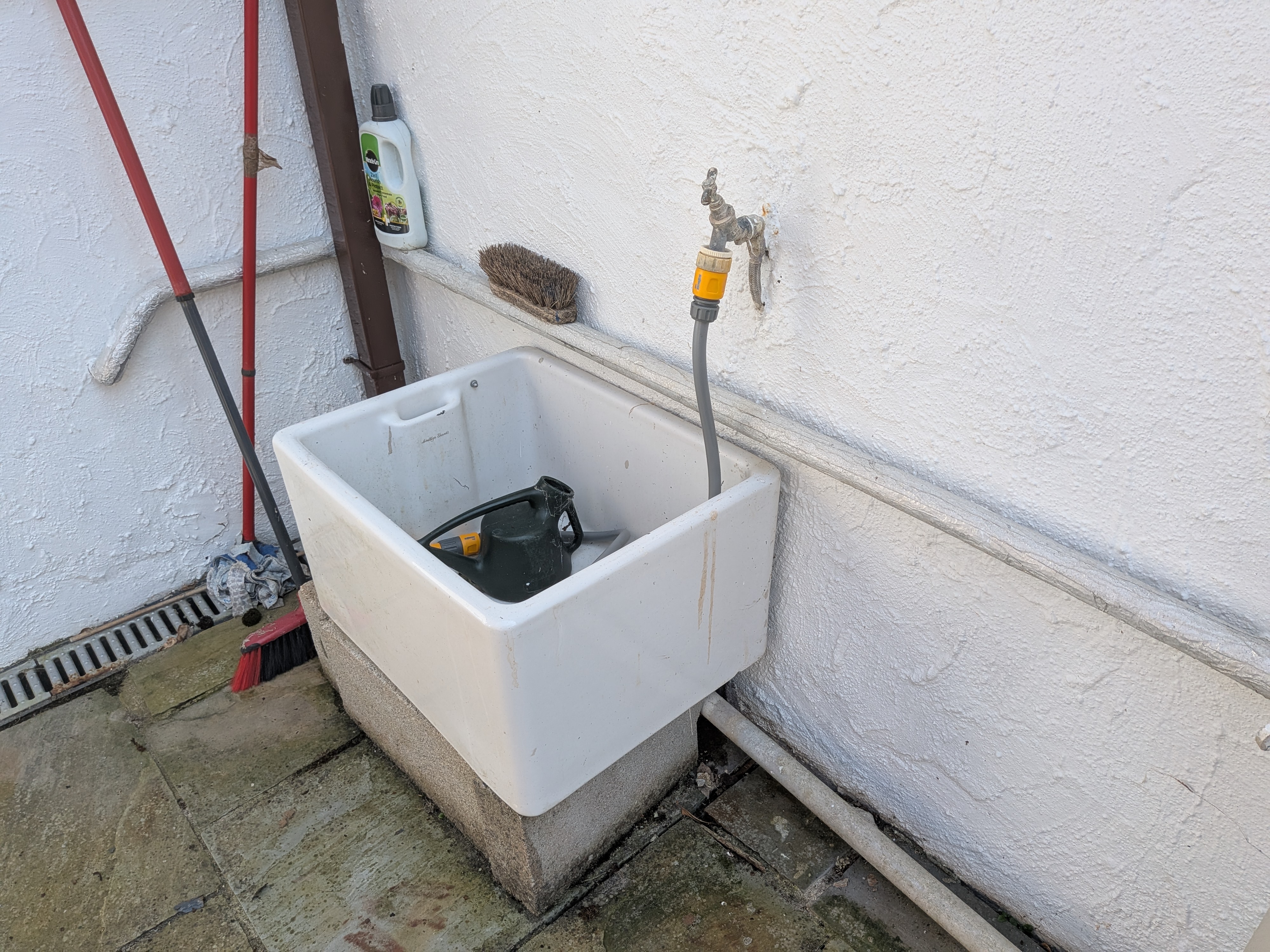 Outdoor sink on the private patio